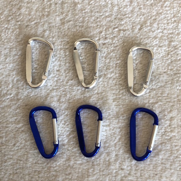 Set of 6 metallic blue and silver Carabiners - Picture 2 of 6